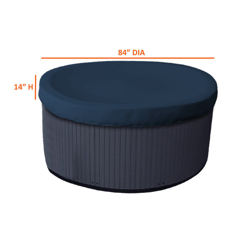 Heavy-Duty Outdoor Waterproof Round Hot Tub Cover, Patio UV Protected Spa Cover, Blue, 35.6cm H x 213.4cm W x 213.4cm D