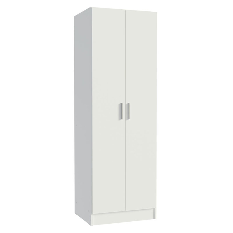  Armoire-penderie avec 2 portes et 4 tablettes utilitaires, unité d'organisation en bois 23 po pour chambre - blanc, Blanc