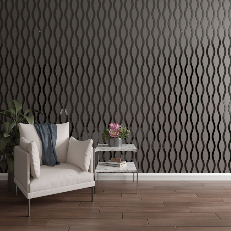 Ensemble de panneau mural décoratif réglable en lattes Yukon, H 94 po x l 2,25 po, Noir