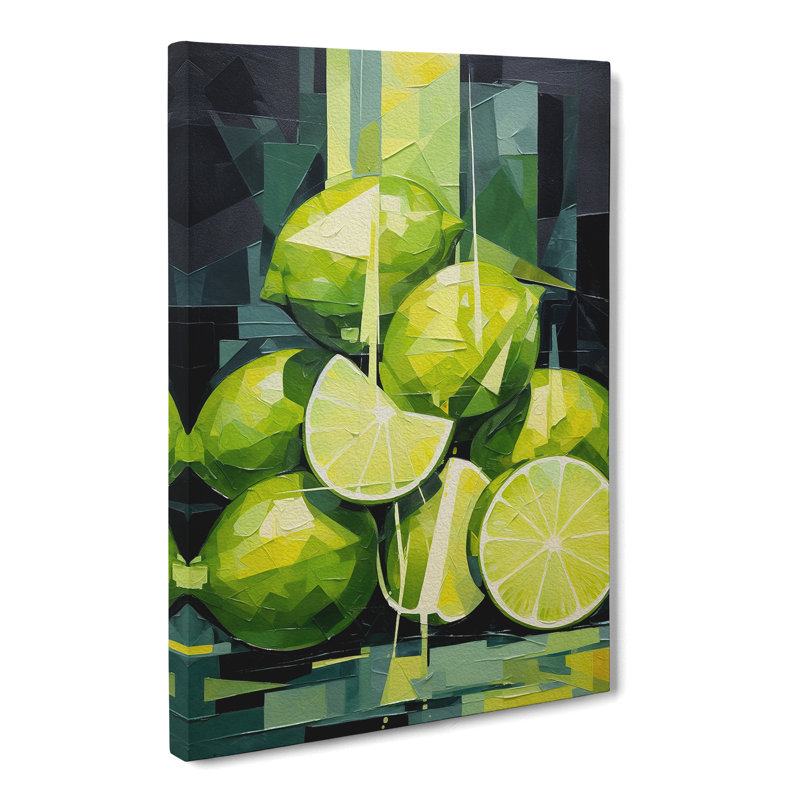 Sliced Lime Cubism - Wrapped Canvas, 50cm H x 35cm W x 3cm D