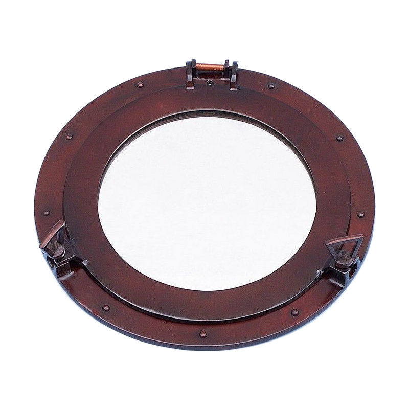 Metal Wall Mirror, Antique Copper, 20" H x 20" W