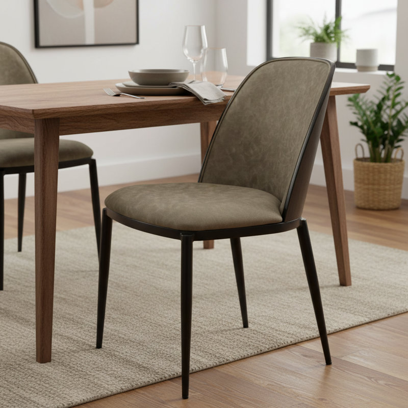Larenzo 18.7'' H Upholstered Metal Side Chair, Black/Charcoal