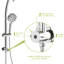 Pomme de douche double avec pomme de douche de 4,7 po, douchette à main, 8 modes, boyau, support mural Rain 8, barre de douche-124566146