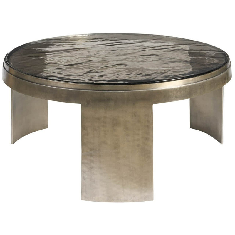 Modern Nuvola 38" Round Zinc Cast Aluminum Base Cocktail Table