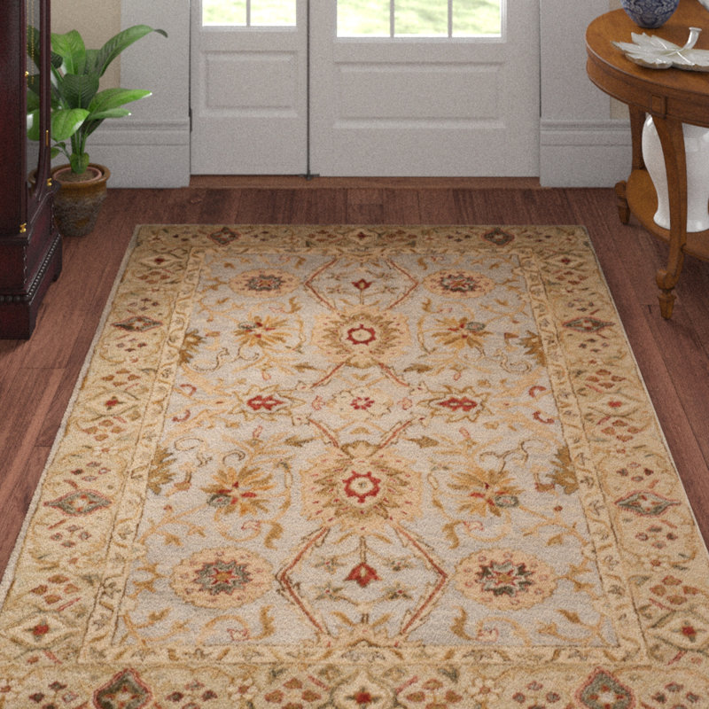 Tapis beige en laine touffeté à la main Armintha, Rectangle 9 pi 6 po x 13 pi 6 po