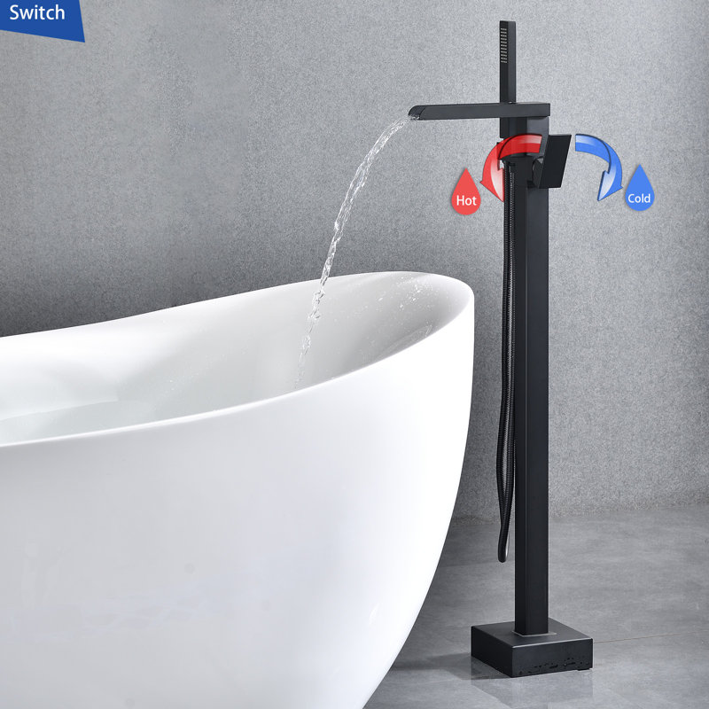1 Handle Floor Waterfall Faucet, Black