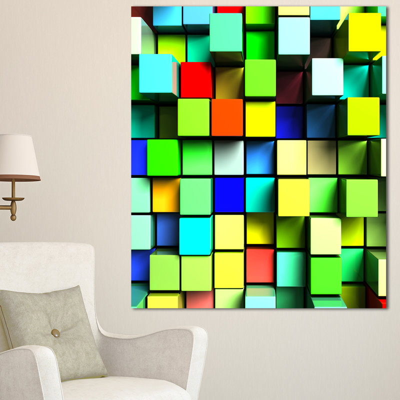« coloriing 3d cubes », impression sur toile tendue, H 20 po x l 12 po x P 1po
