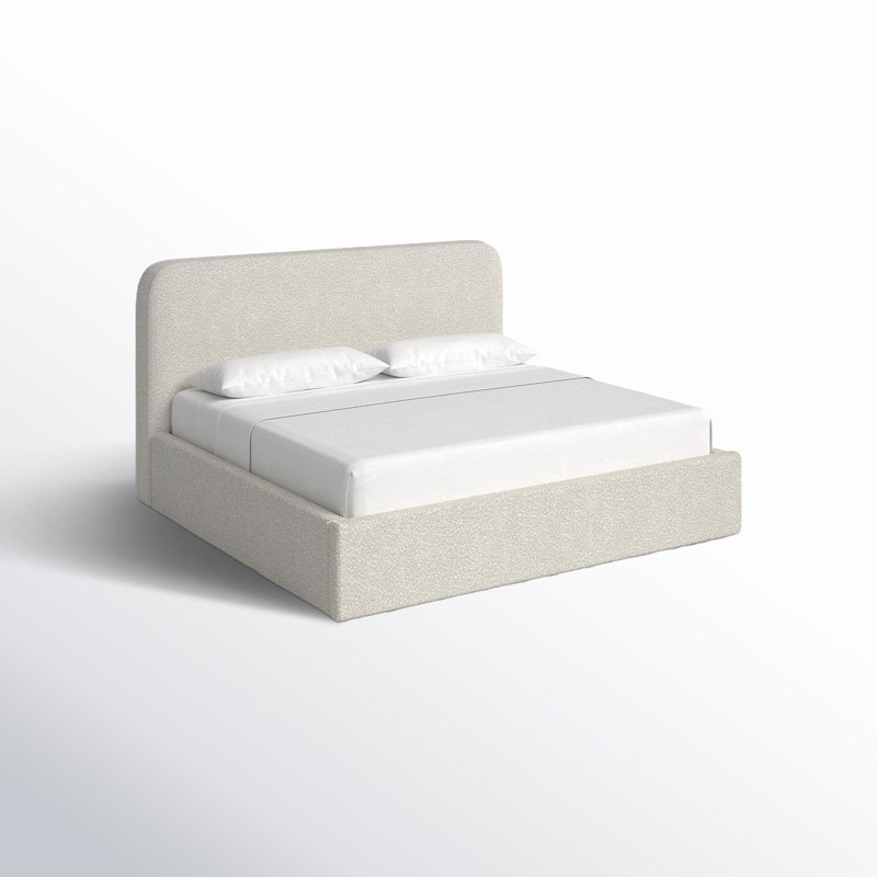 Bailee Upholstered Bed, King, White Boucle