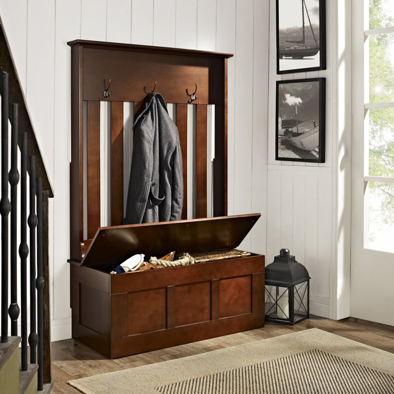 Portemanteau avec banc Aprameya, Acajou