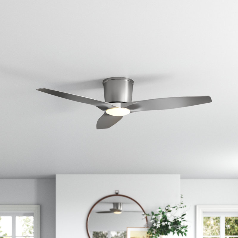 Aisling Ceiling Fan with LED Lights, Brushed Steel, 44", Silver