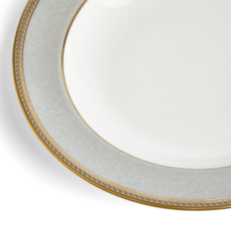 Renaissance Grey Ceramic Soup Bowl with Gold Detailing