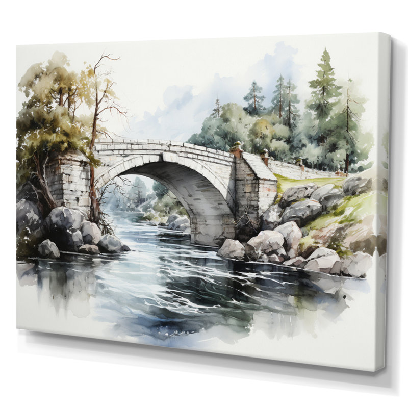 Pont beige Mackerley - reproduction sur toile, H 34 po x l 44 po x P 1,5 po, Toile tendue