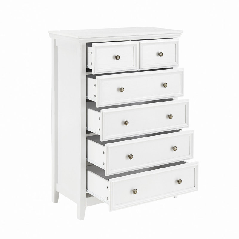 Rajene Faux Wood 6-Drawer Dresser, White