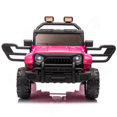 12V  Ride On Electric Car W/Parents Control,Dual drive, Four-wheel Suspension,With music,Bluetooth,MP3,USB,with headlights, steering wheel quick release,Slow start for  Aged 2-4.