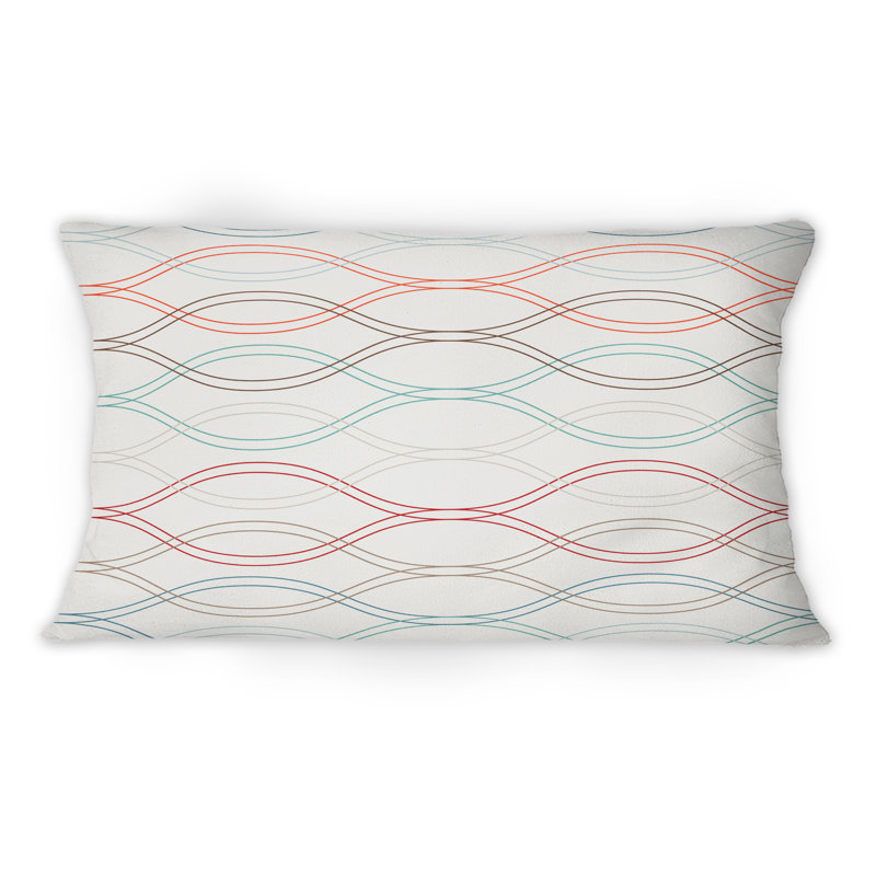 Coussin décoratif à motif abstrait vagues abstraites en couleurs rétro II