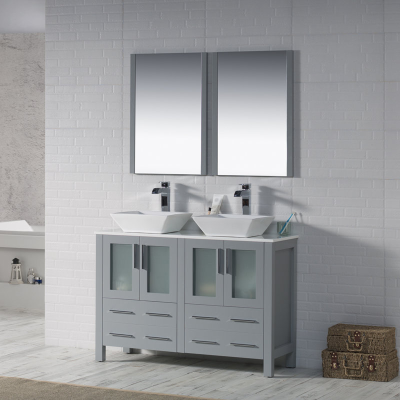 Mance 48 Inch Double Bathroom Vanity, Metal Gray