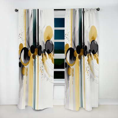 Amaud - Abstract Transitional Shapes Black I - Modern Curtain - Velvet Room Darkening - 1 panel