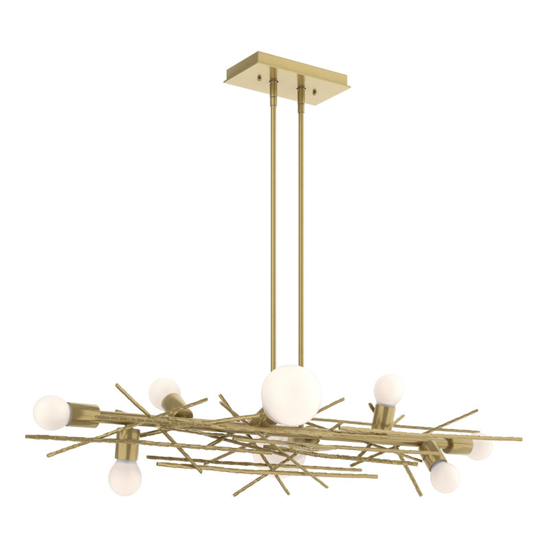 Brindille 8 - Light Kitchen Island Linear Pendant, Modern Brass