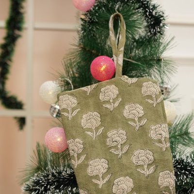  Bas de Noël imprimé à la main en bloc pour Faster, Cheer saisonnier - Rohini