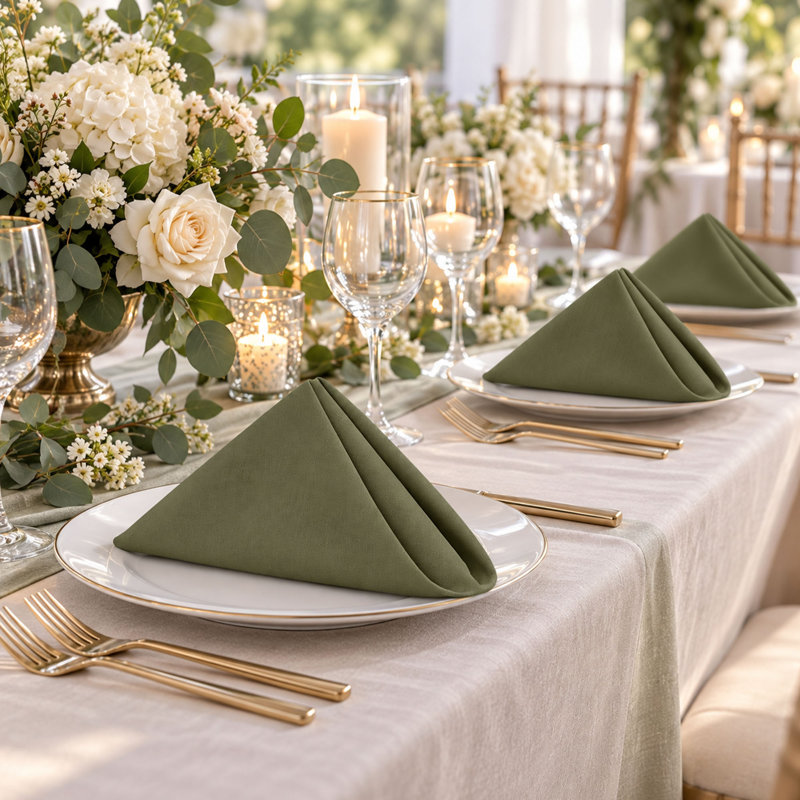 Serviettes de table en coton olive de 18 pouces, ensemble de 12