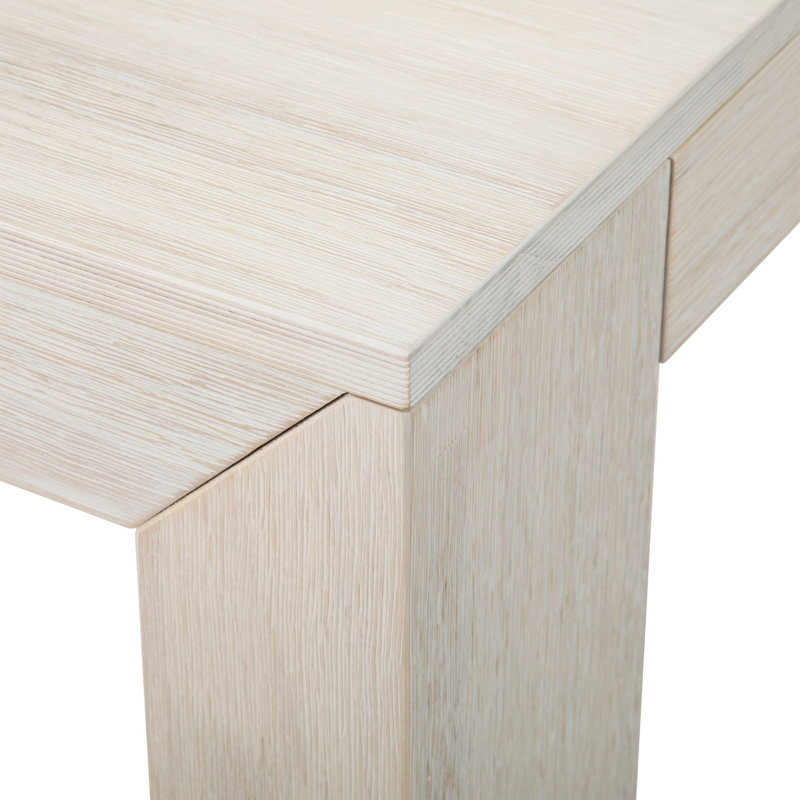 Table de bout en bois massif Daydrian, Sable blanc brossé au fil