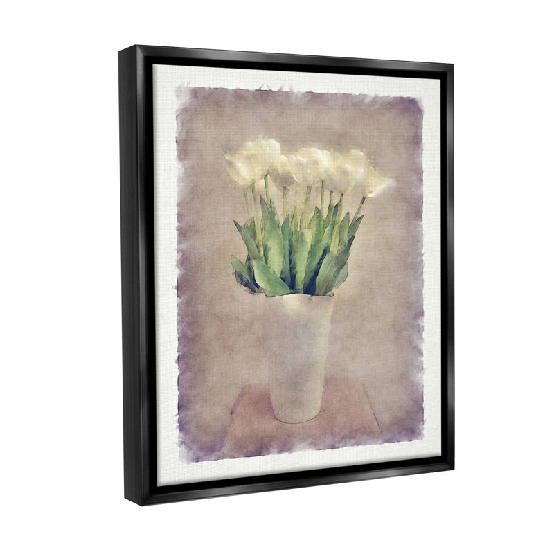 «Abstract Garden Tulips Floater Frame» par Noah Bay sur toile, H 31 po x l 25 po, Cadre flottant noir de jais