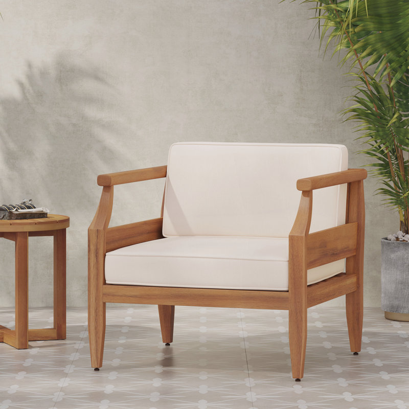 Fauteuil de patio avec coussin (ensemble de 1), Crème, crème
