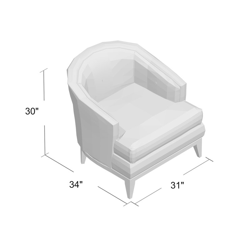 Fauteuil demi-tonneau en polyester 31 po Caroline, Gris Castine