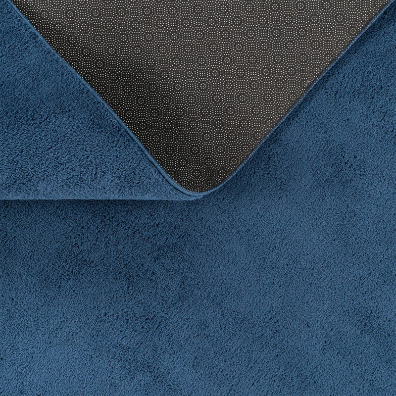 Tapis doux, doux, à poils courts, antidérapant, de couleur unie, lavable, Rond 5 pi 3 po, Marine