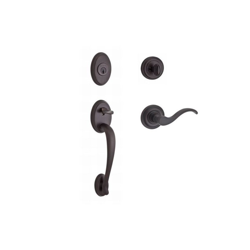 Columbus Handleset with Deadbolt and Door Lever and Rosette, Venetian Bronze, Left, Yes