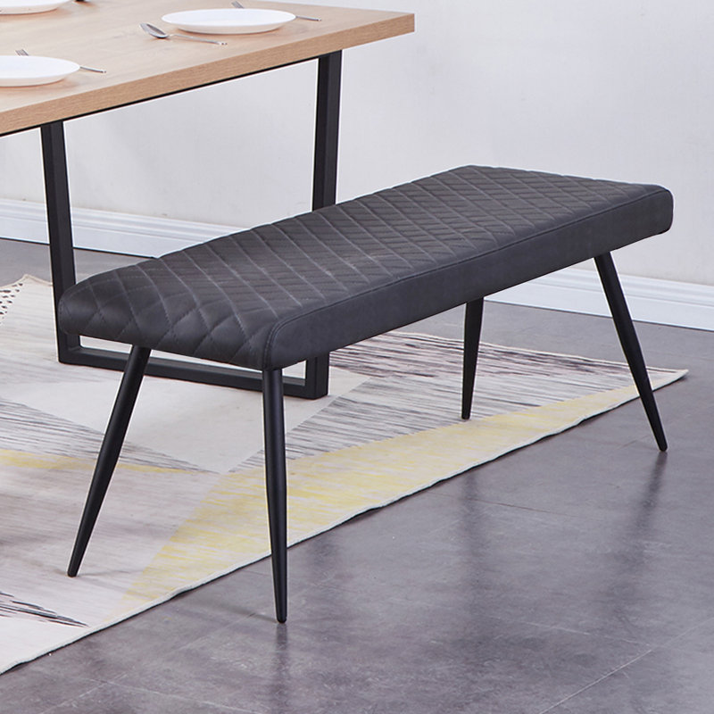 Depuy 130cm Faux Leather Upholstered Bench with Metal Legs, Grey PU
