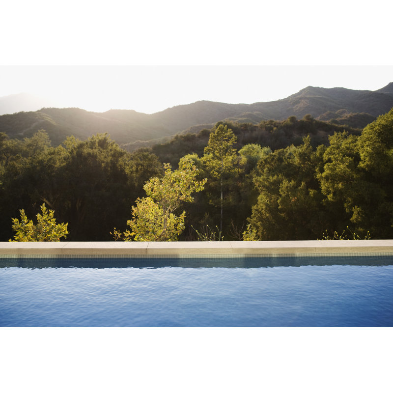 Swimming Pool And Distant Hills by Tom Merton - Wrapped Canvas Print, 20cm H x 30cm W