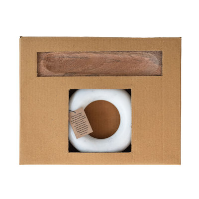 Mango Wood Mortar With Marble Ring Shaped Pestle