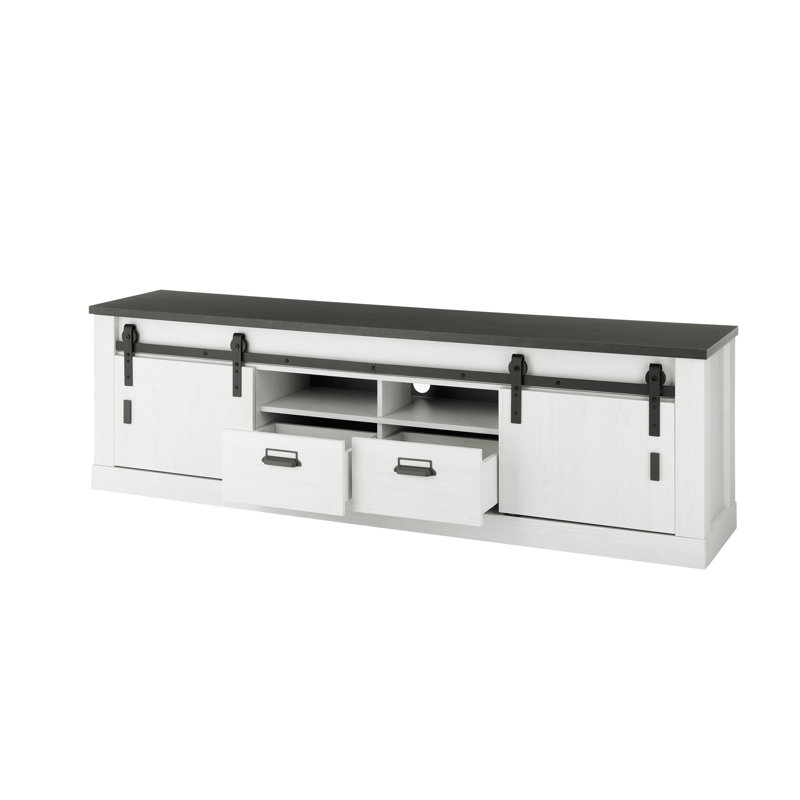 Jackeline TV Furniture for TVs up to 88", White/Black