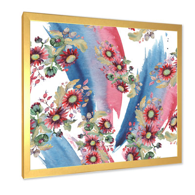 Aster rouge et bouquet de glands - peinture sur toile