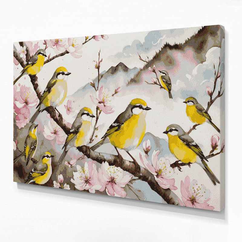 Oiseaux japonais, H 16 po x l 20 po