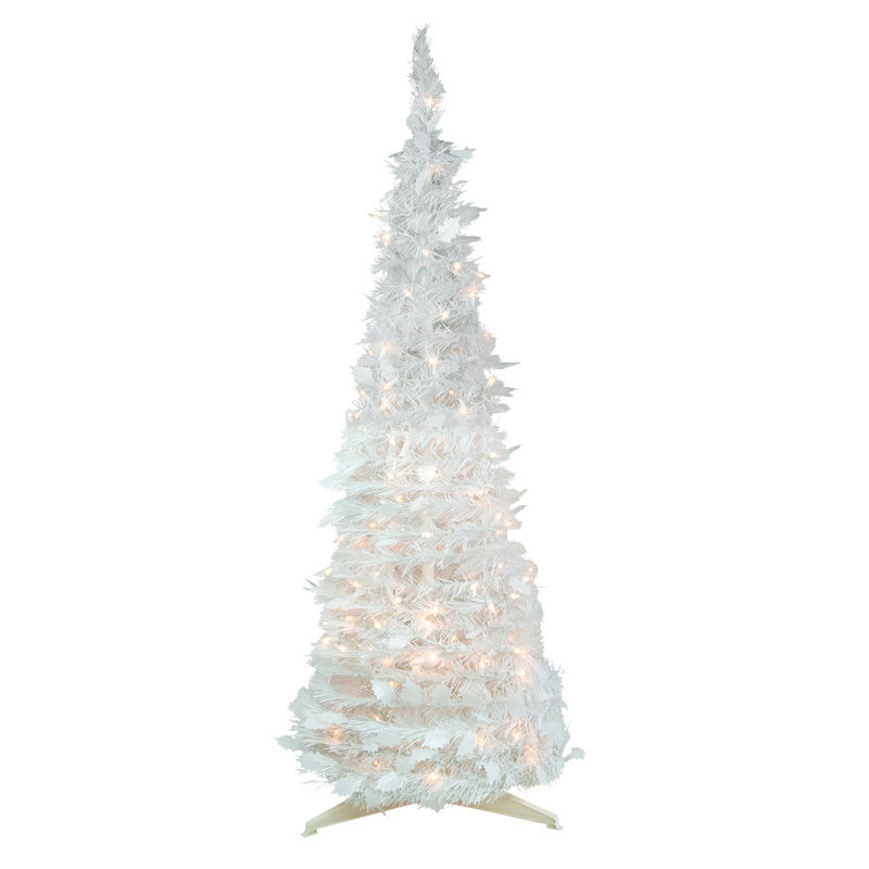 Arbre de Noël artificiel blanc éclatant 4 pi avec lumières claires
