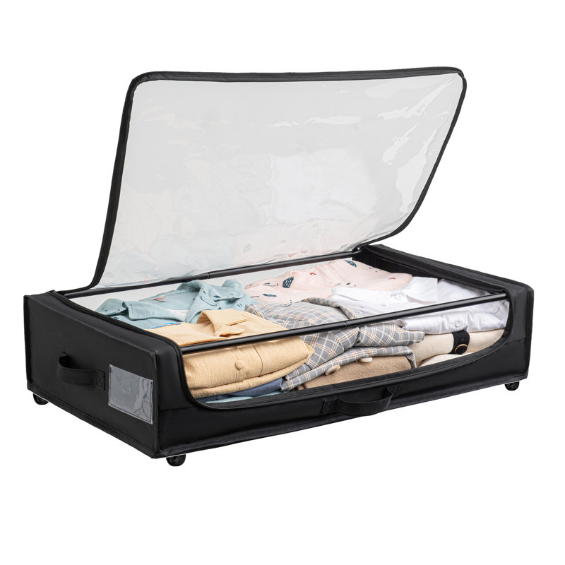 Ensemble de 2 contenants roulants de rangement sous le lit avec couvercle transparent, conception polyvalente peu encombrante et roulettes multidirectionnelles Smooth-Glide - idéales pour organiser les vêtements, les chaussures et plus encore