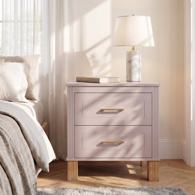 Solid Wood 2-Drawer Nightstand, 20.3" in.W Storage End Side Table