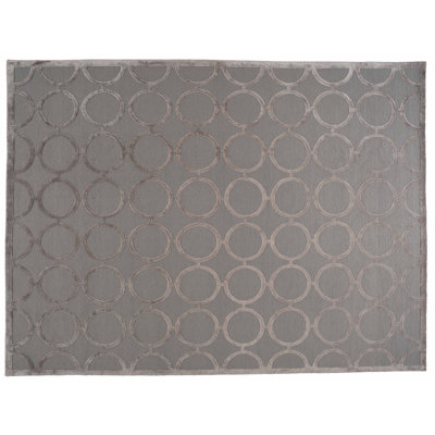 Tapis de zone noué la gris 8 pi 10 po x 12 po one-of-kind à la main Loopcut
