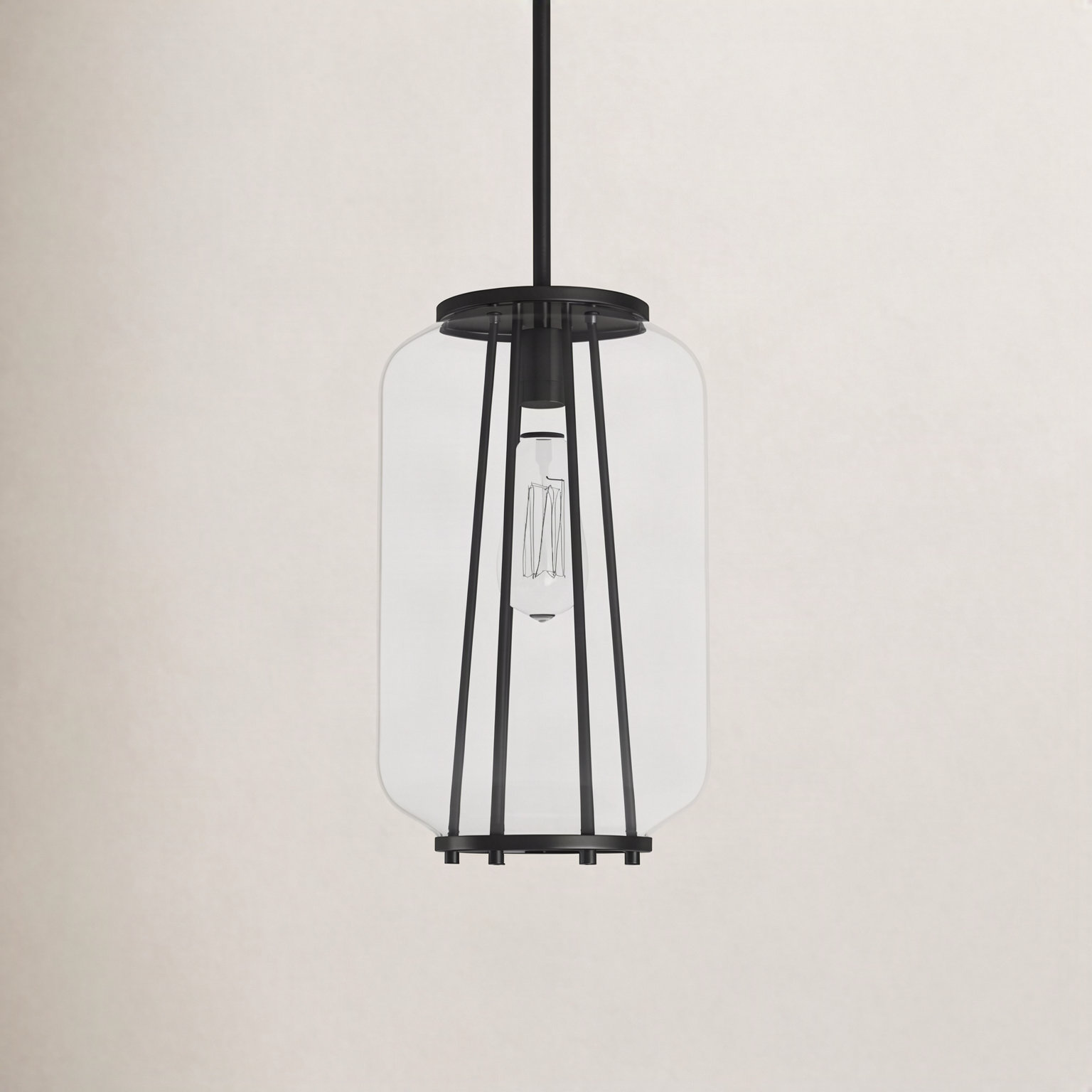 Bianca Single Light Glass Steel Dimmable Pendant, Midnight Black