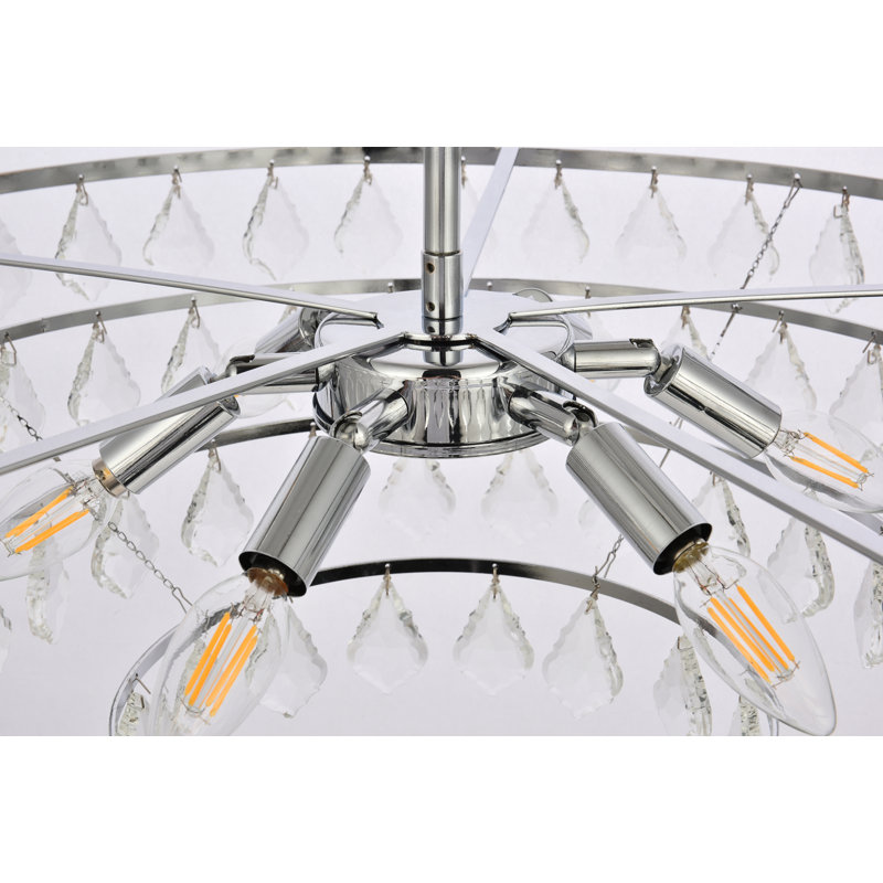 Marina Dimmable Tiered Chandelier, Chrome, 58" H x 28" W x 28" D