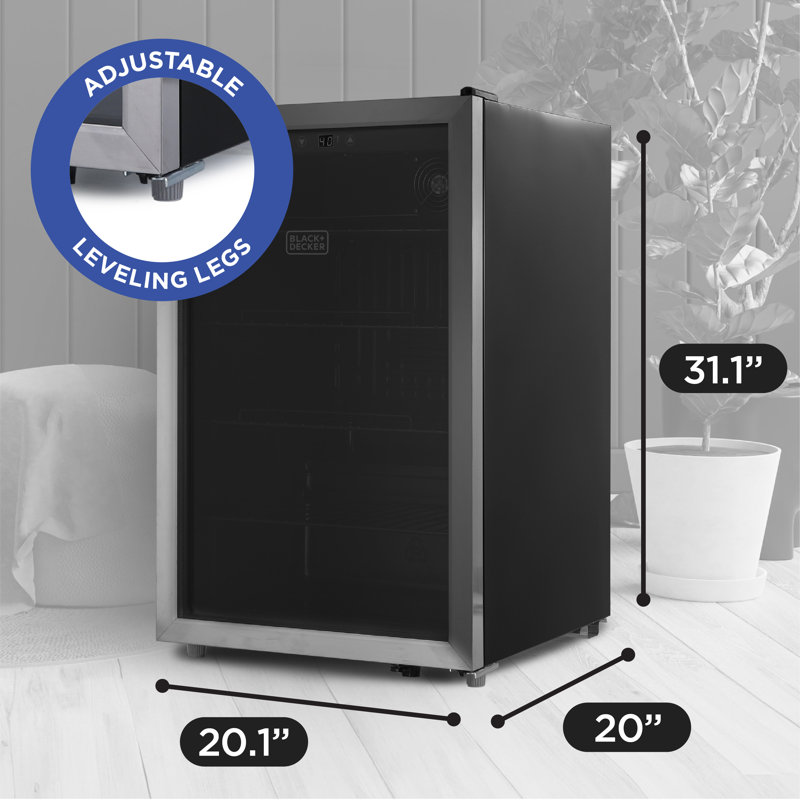 BLACK+DECKER 4.4 Cu. Ft. Beverage Cooler, Beverage Fridge with Double Pane Glass Door, Drink Fridge and Beverage Refrigerator with 160-Can Capacity