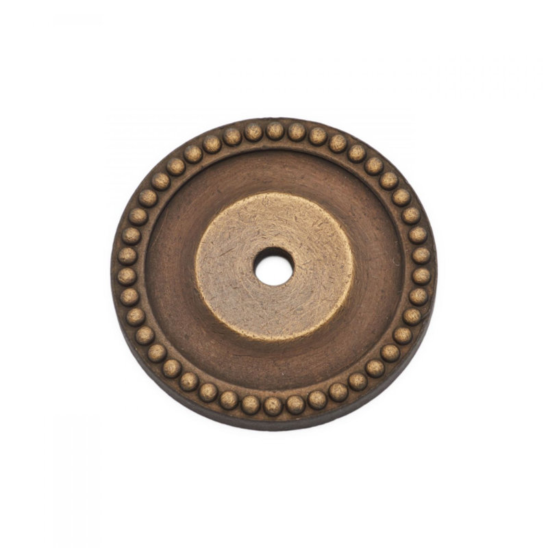 BP Series Beaded Single Hole Knob Backplate, Antique English