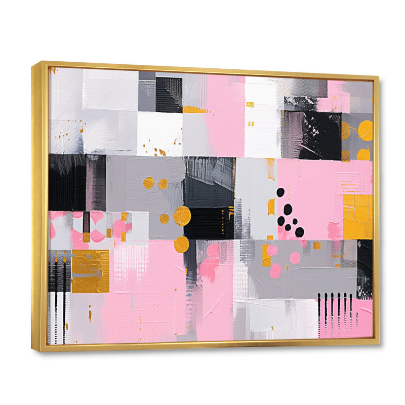 «Gray Pink», reproduction symétrique sur toile, H 16 po x l 32 po x P 1 po, Cadre flottant doré