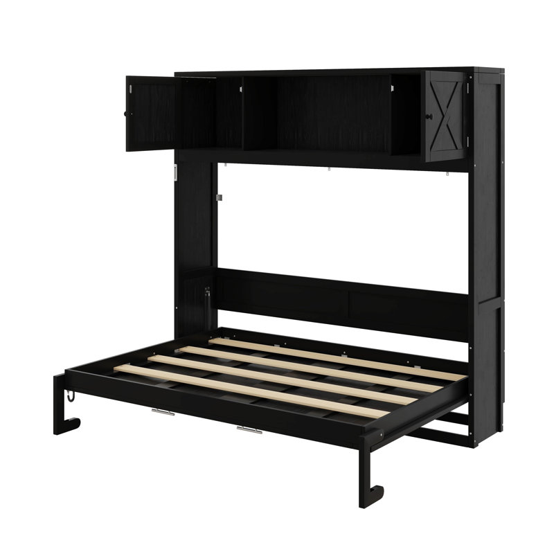 Lit escamotable double avec armoires de rangement