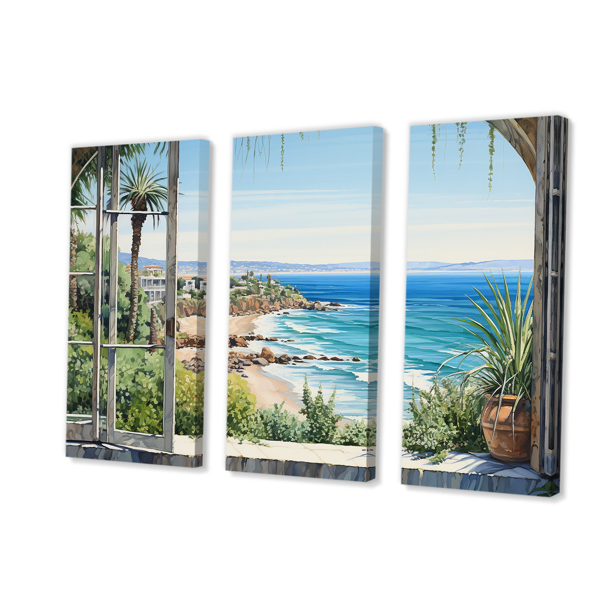 Beachcrest Home Seaside Tropical View I - Coastal Windows Wall Art ...