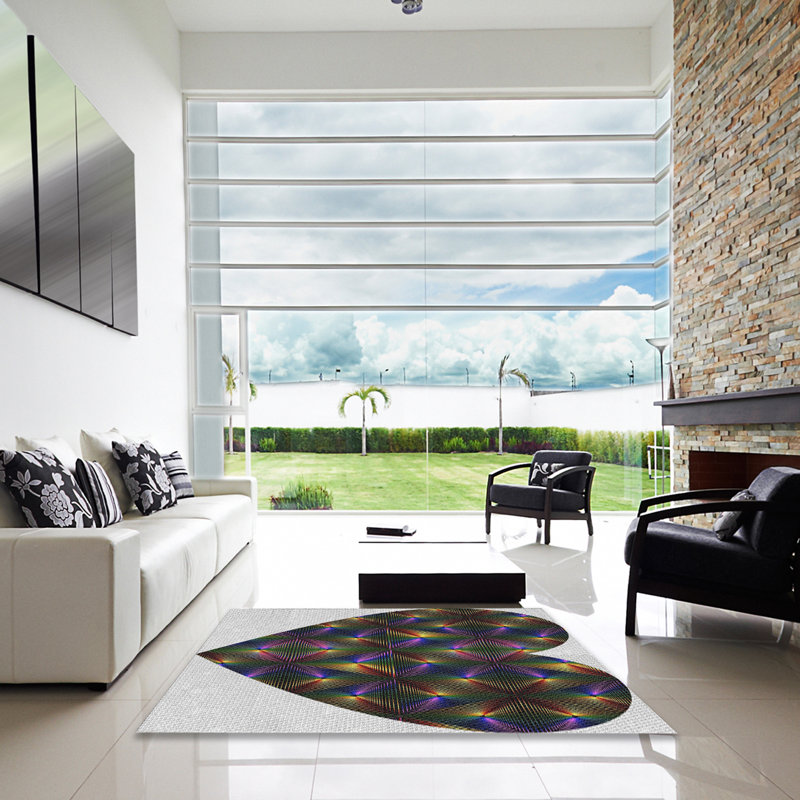 Tapis gris/bleu marine à motifs Nante, Carré 6 pi