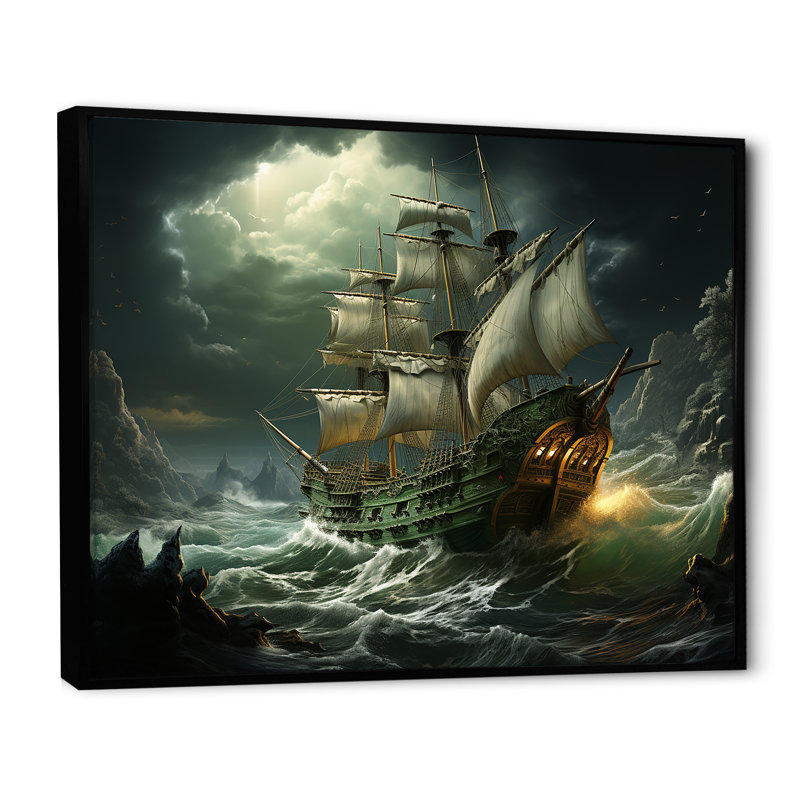 Pirate Sea Sovereigns - Art mural pirate, Cadre flottant noir, H 24 po x l 32 po x P 1 po
