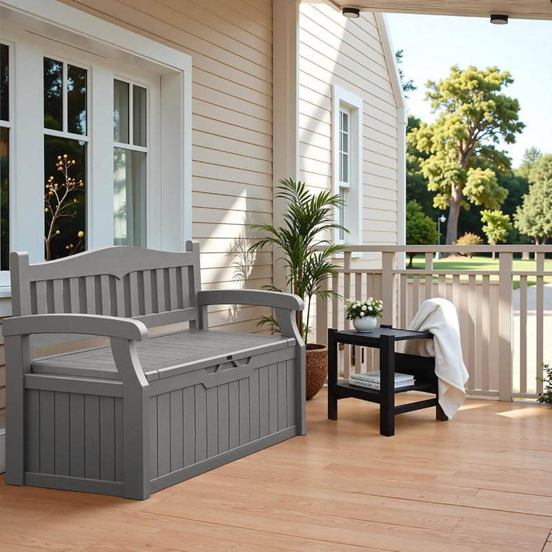 Banc de rangement extérieur 80 gallons avec siège Flamaker, boîte de terrasse imperméable toutes saisons